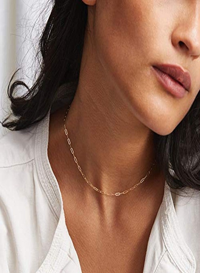 Lcherry Dainty Paperclip Choker Necklace 14K Gold Plated Paper Clip Chain Necklace for Women - Image 2